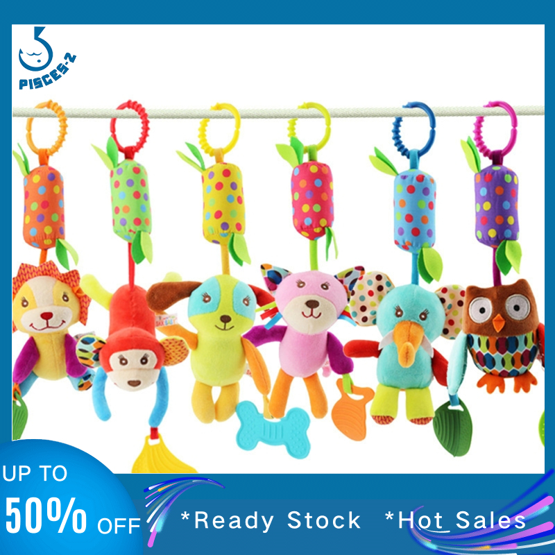 Cartoon Animal Wind Chime Infant Rattles With Teether Crib Bed Stroller