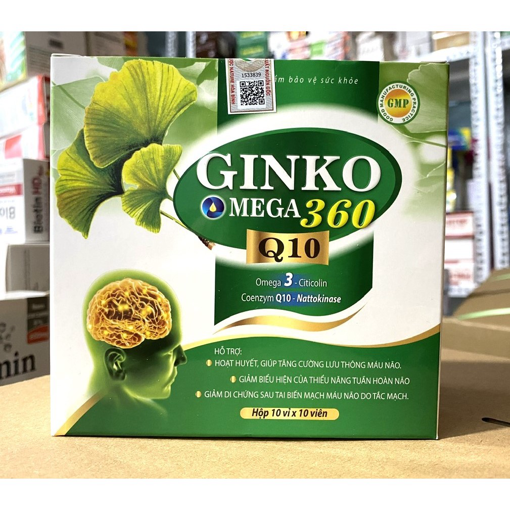 Ginkgo Omega 360 Q10 Bổ Sung Dưỡng Chất Cho Não, hoạt huyết dưỡng não  vi