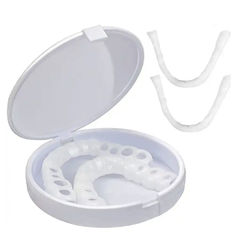 ฟันไวท์เทนนิ่งฟันปลอมฝาครอบ Snap On ซิลิโคน Smile Veneers ฟันด้านบนเครื่องมือความงามเครื่องสําอาง...