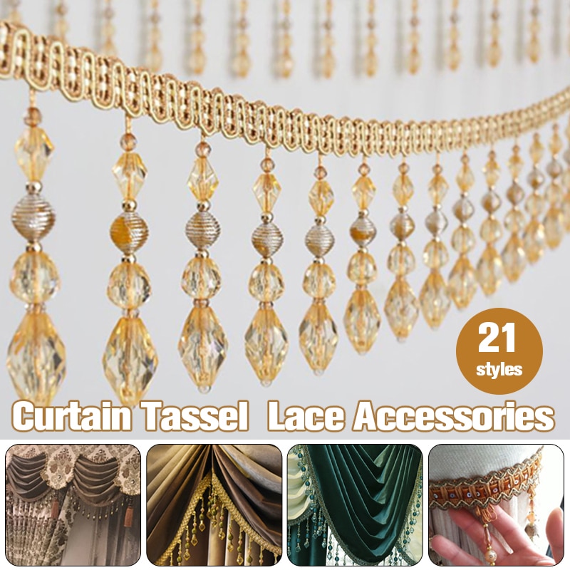 1/3/5M Rèm Trims đính pha lê Ren Fe Tua rèm tự làm Essories May Cạnh Rion Trang Trí Bọc Chất Liệu