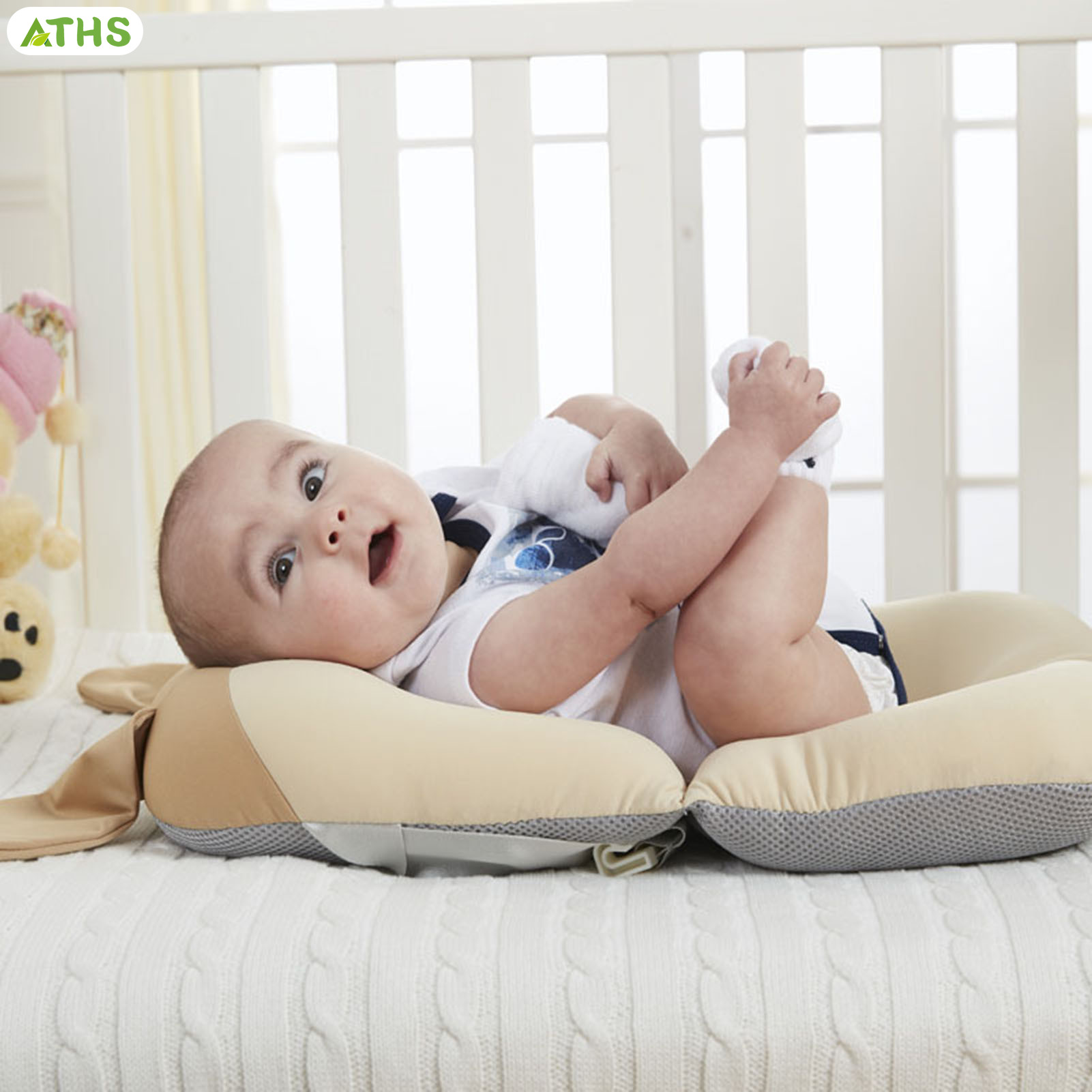 ATHS Baby Bath Support Cushion Adjustable Baby Shower Mat Newborn Bath Bed for Toddler Infant 0-24 Month ราคา 110 บาท*ส่งฟรี
