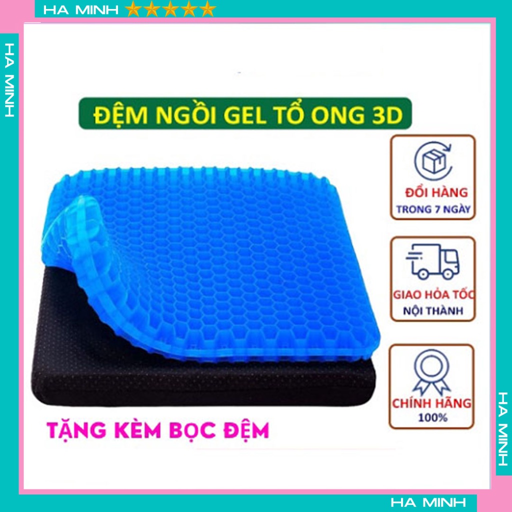 Đệm ngồi 3D thoáng khí lót mông chống đau mỏi silicon cao cấp 2 lớp lót ghế ngồi văn phòng [ TẶNG BỌC ĐỆM ]