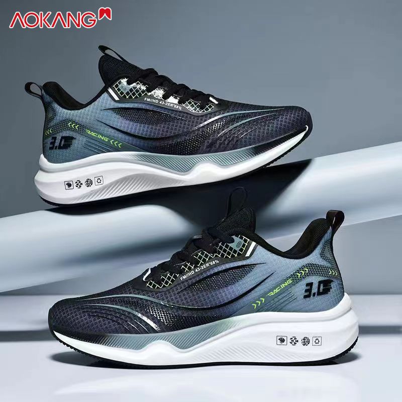  AOKANG giày thể thao Giày Chạy Bộ Nam Mùa Xuân Thoáng Khí Lưới Trên Nhẹ Thoải Mái Thoải Mái Giày Đế Ngoài Tạo Bọt Cao Su Mũi Tròn 