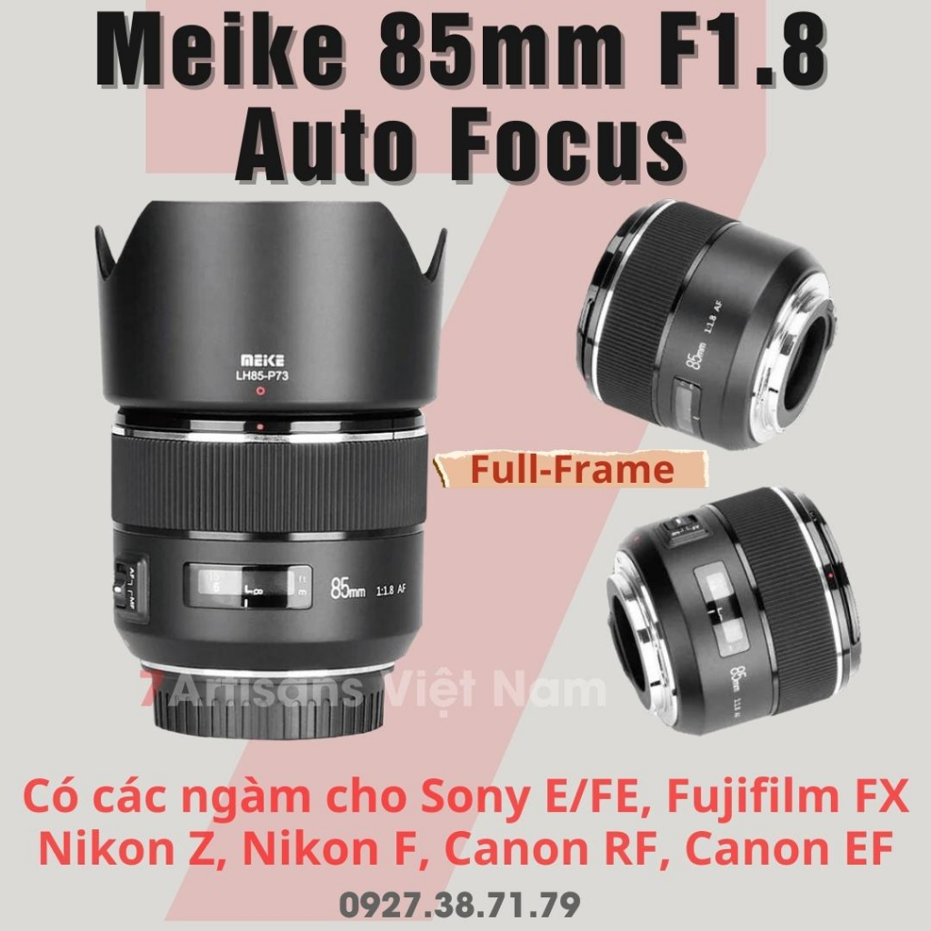 [SẴN] Ống kính Meike 85mm F1.8 STM Auto Focus cho Full-Frame có ngàm Sony E/FE, Canon EF, Nikon F, Nikon Z, Fujifilm