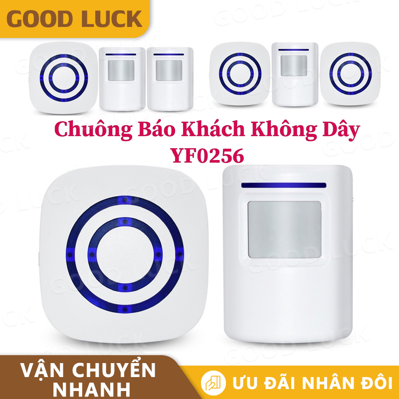 【GOOD LUCK Chuông Báo Khách YF0256, Kết Hợp Báo Trộm Không Dây 38 Kiểu Chuông, Chuông Báo Khách Kết Hợp Báo Trộm Không Dây Thông Minh