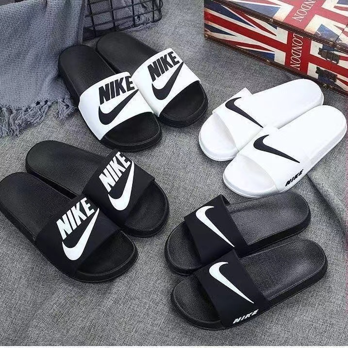 Nike Benassi Swoosh Slippers Black/White | eBay