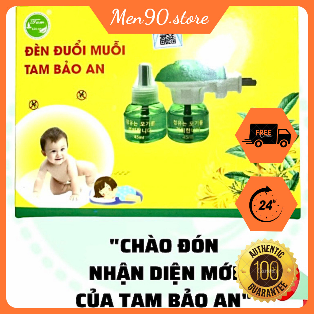 Đèn đuổi muỗi thông minh tam bảo an gồm 1 đèn 2 dầu