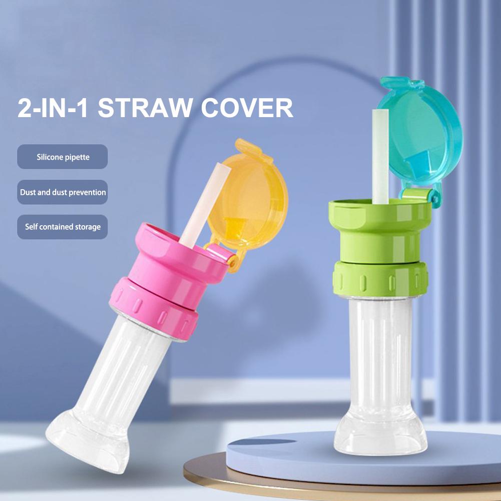 Reusable Mineral Water Lid With Straw Cover Food-Grade Supply Straw Lid Portable Eco-Friendly Drinking S6W7