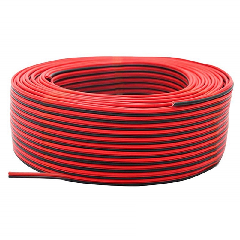 (RQPF) 2Pin Wire 100M 22AWG 12V/24V Extension Cord Red and Black 2-Wire Stranded Tinned Copper LED L