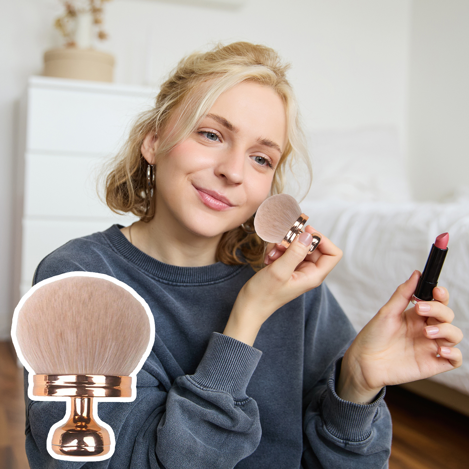 Cọ đánh nền đầu nấm Cọ mỹ phẩm đa chức năng Quà tặng cho Mẹ Bạn Gái Phụ Nữ Xz-VN - 2