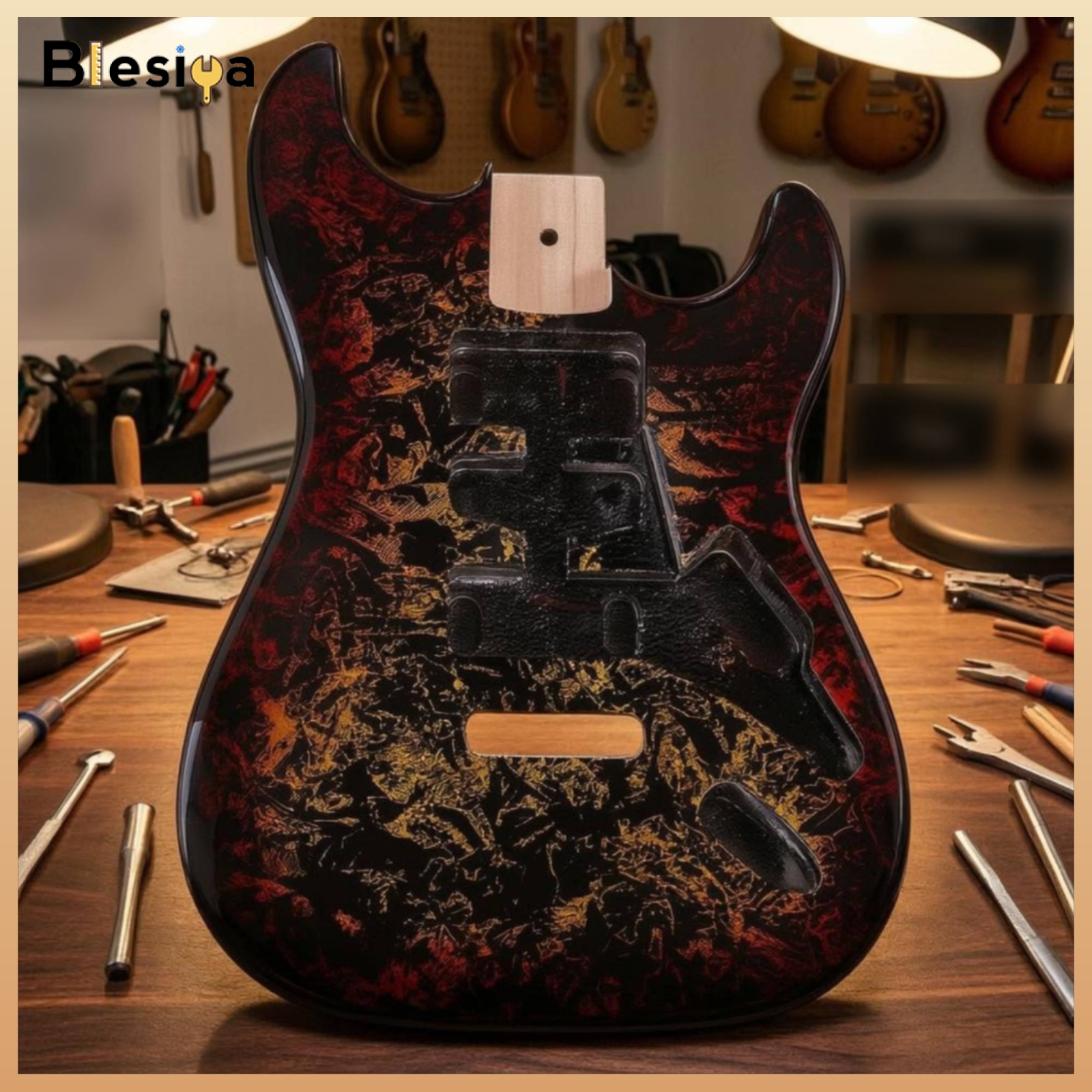 Blesiya Tremolo Rout Electric Guitar Body Contoured Unfinished Guitar Body DIY Musical Instrument Part Paintable ราคา 3,178 บาท*ส่งฟรี