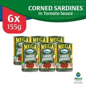 Mega Corned Sardines In Tomato Sauce 155G By 6'S