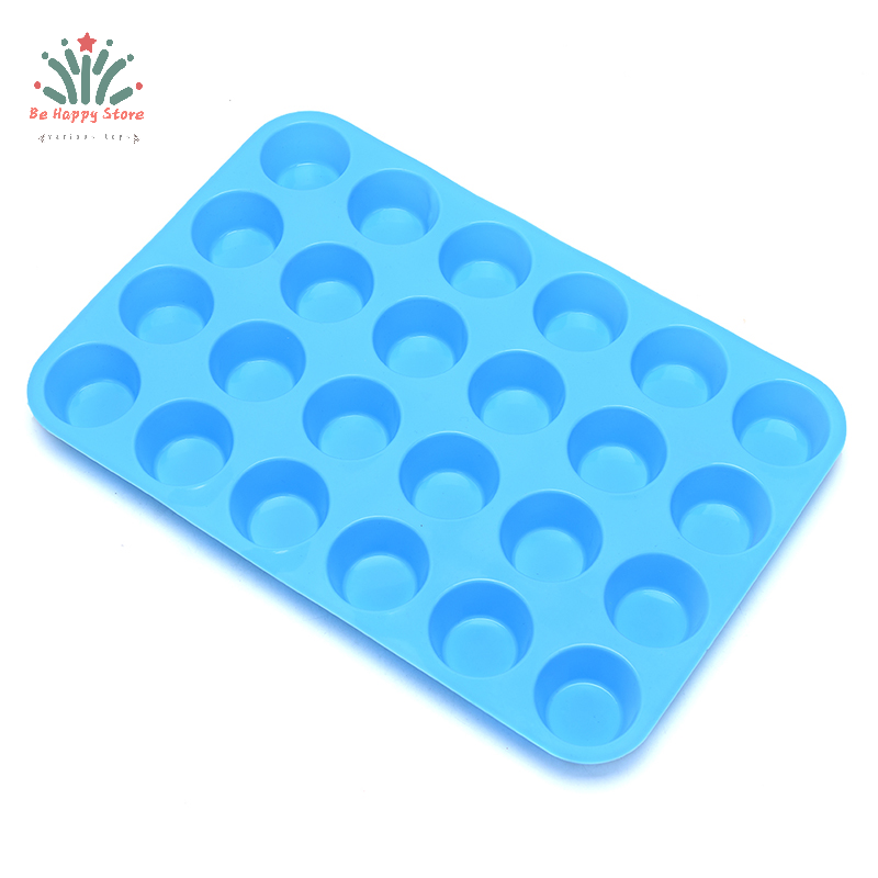 🧸【Lowest price】Happy 24 khoang Pan khay Silicone Mini Cupcake Cookie bakeware nướng Khuôn Muffin cup