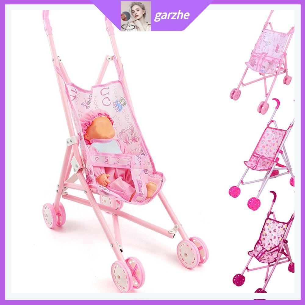 GARZHE24272 Chơi giả vờ Xe đẩy búp bê Có thể gập lại Nhiều màu sắc Xe đẩy tay búp bê Sáng tạo Nhẹ Xe tập đi cho bé Dành cho bé trai bé gái