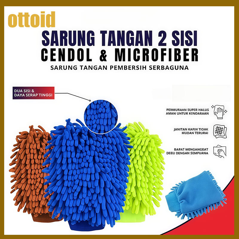 Double-Sided Microfiber Cloth Gloves for Car Washing Motorcycle Multi-Purpose Cleaning Cloth Detailing Harga 14,399 rupiah*Gratis Ongkir