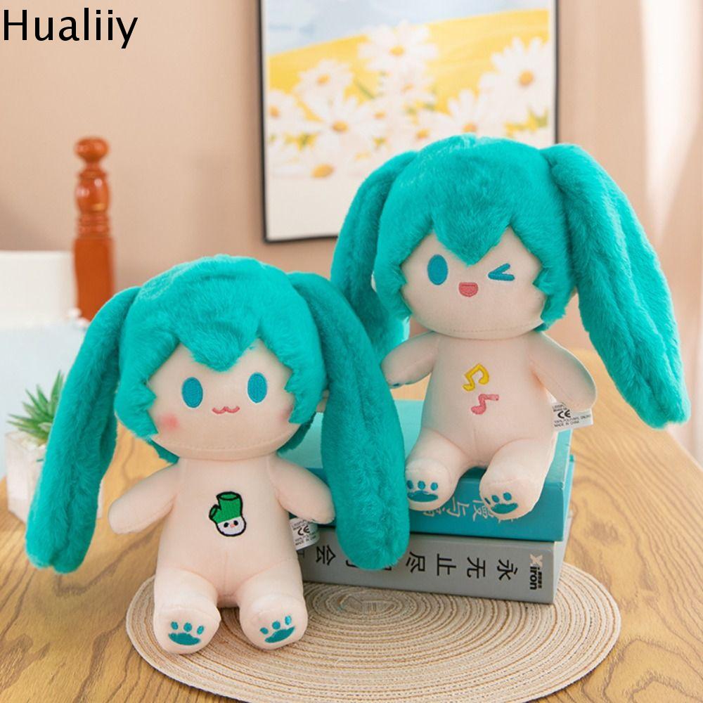 HUALIIY Hoạt hình Búp bê vải nhung lông Hatsune Miku Dễ thương 22cm Miku đồ chơi nhồi bông Búp bê nh