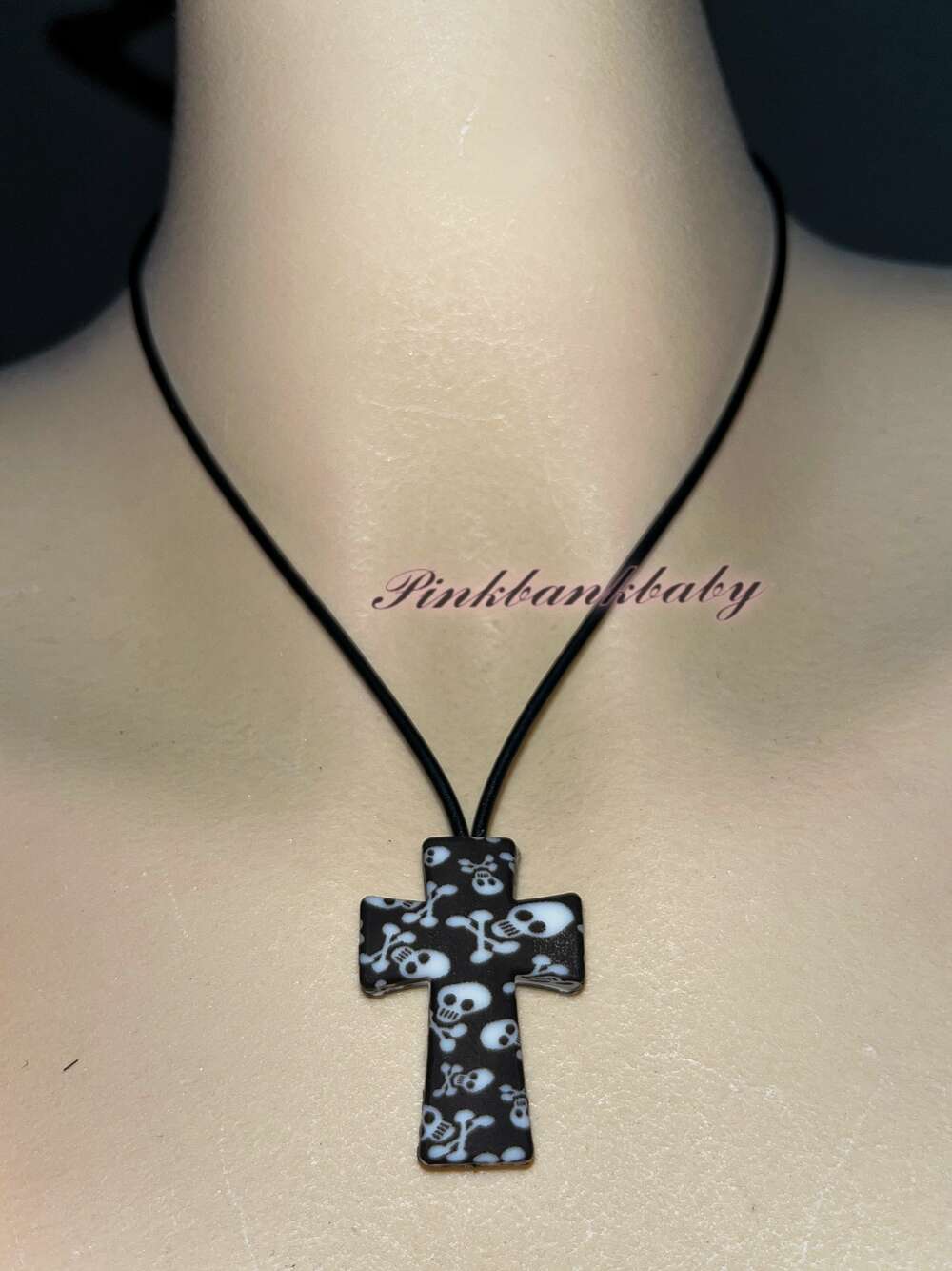 Handmade homemade y2k subculture gothic punk personality niche silicone skull cross wire necklace Pendants