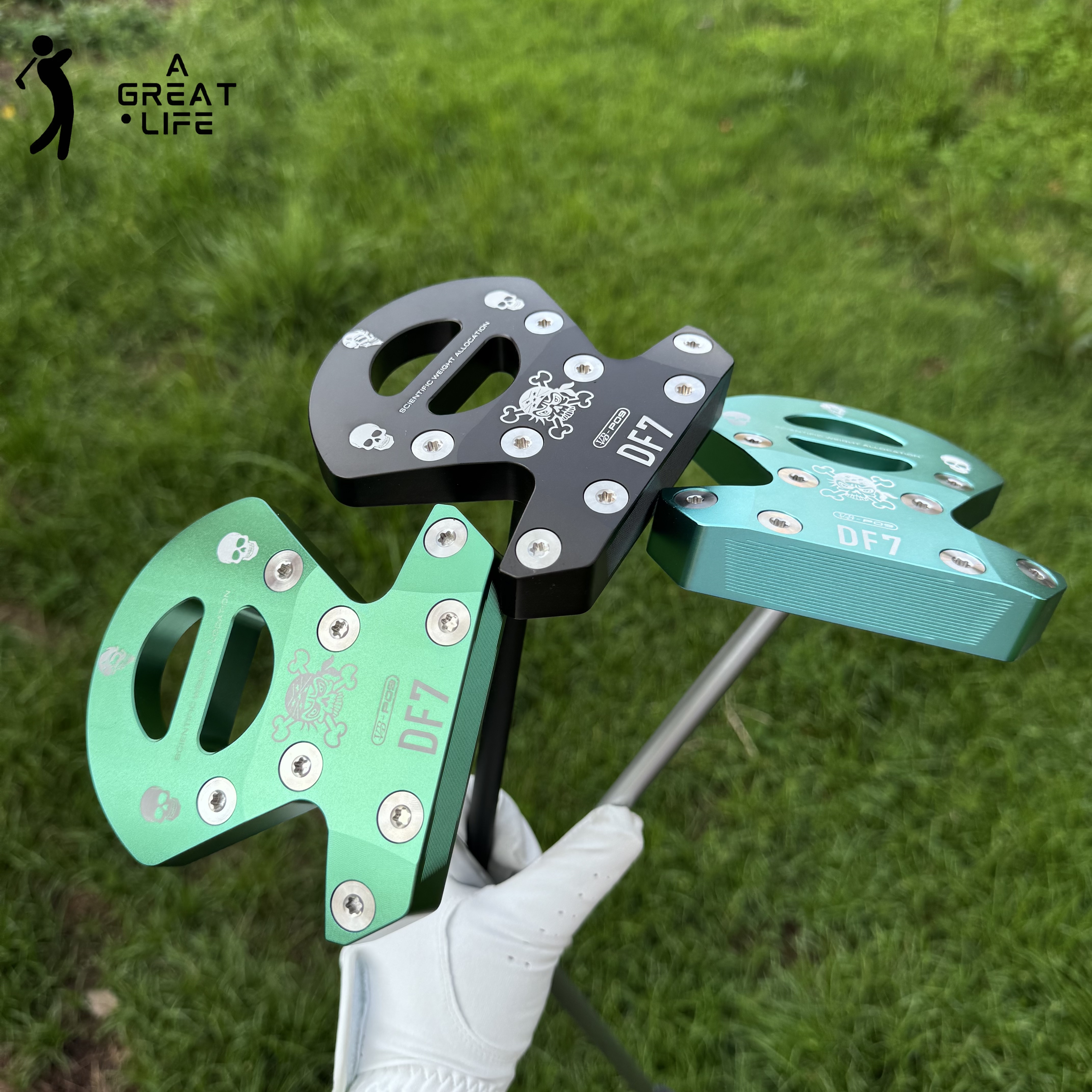 Vermilion chim DF7 CNC xay Putter | độ ổn định cao thiết kế mô-men xoắn bằng không, trung tâm chuyển tiếp của lực hấp dẫn | đầu hợp kim nhôm CNC với "phân bổ trọng lượng khoa học" | 35 "Putter vồ (Đen & Xanh lá cây & xanh dương)