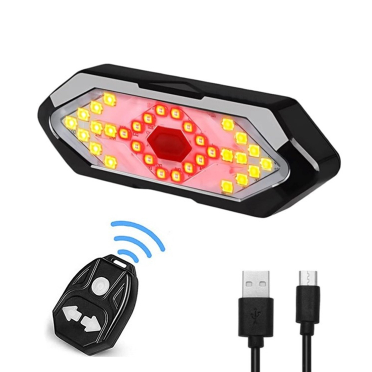 ESLNF Bicycle Tail Light with Remote Waterproof Cycling Signal Light Rechargeable Bicycle Taillight 5 Modes Turn Light Night Riding Warning Light