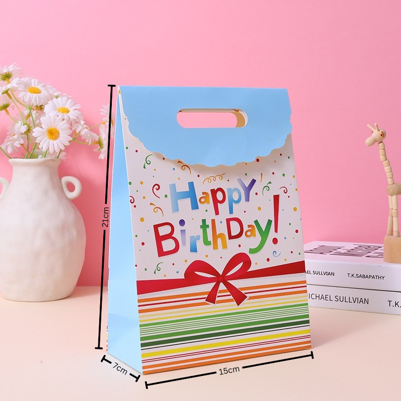 Beg Kertas Hadiah Harijadi Comel Beg Cenderahati Kanak Kanak Untuk Pesta Dan Majlis 15cm*7cm*21cm Birthday Gift Bag Exquisite Portable Gift Bag Packaging Bag Paper Bag 生日礼物袋ins风精美手提礼品袋儿童回礼袋伴手礼袋包装袋纸袋子 H193