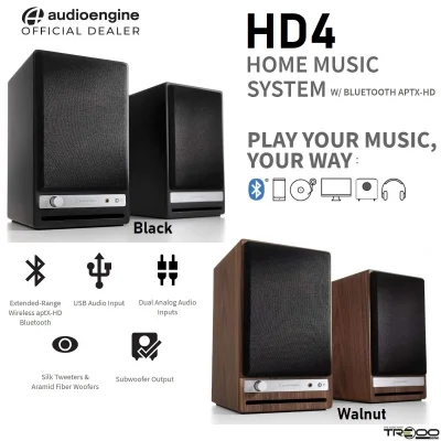 Audioengine HD4 Wireless Bluetooth Desktop Bookshelf Speakers