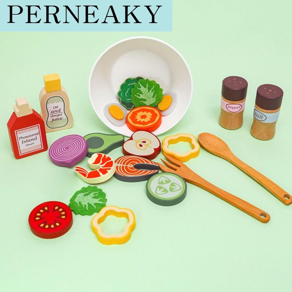 PERNEAKY บ้านของเล่น ของเล่นครัวจำลอง ไม้ อาหารจำลอง ของเล่นทำอาหารสลัดในครัวจำลอง ของเล่นเพื่อการศึกษาสำหรับเด็กเล็ก ความรู้ความเข้าใจ ชุดผลไม้และผักจำลอง สำหรับเด็กเล็กชายหญิง ราคา 534 บาท*ส่งฟรี