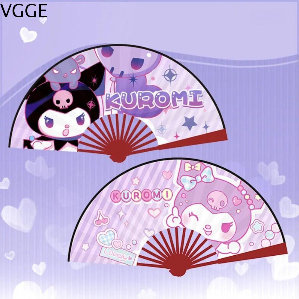 VGGE quạt cổ trang quạt cầm tay cổ trang 26cm Quạt gấp hoạt hình My Melody Kuromi Quạt cầm tay mùa h