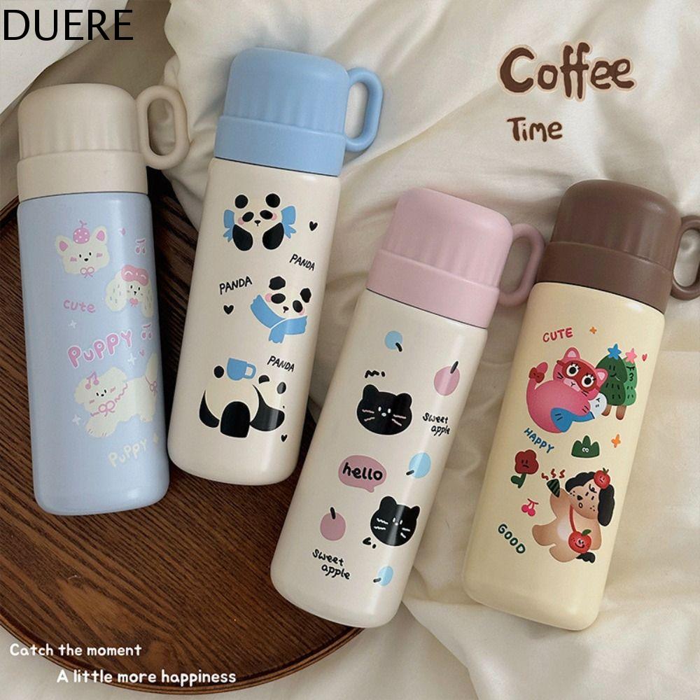 DUERE Thép không gỉ Chai nước cách nhiệt Dung lượng lớn Chịu nhiệt Cốc cà phê văn phòng Tiện lợi 500ML Cốc cách nhiệt di động Học sinh