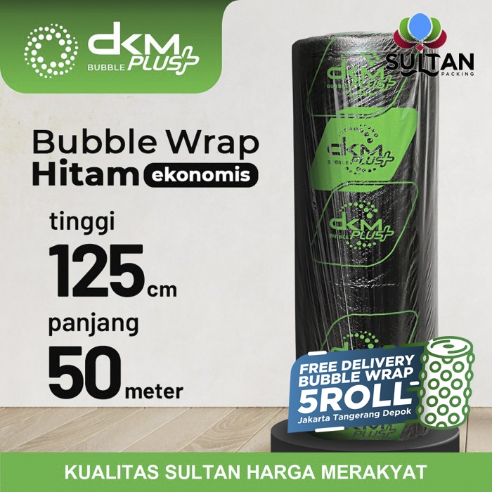Plastik Bubble Wrap 125cm x 50m Hitam Ekonomis Bubblewrap DKM PLUS PER ROLL