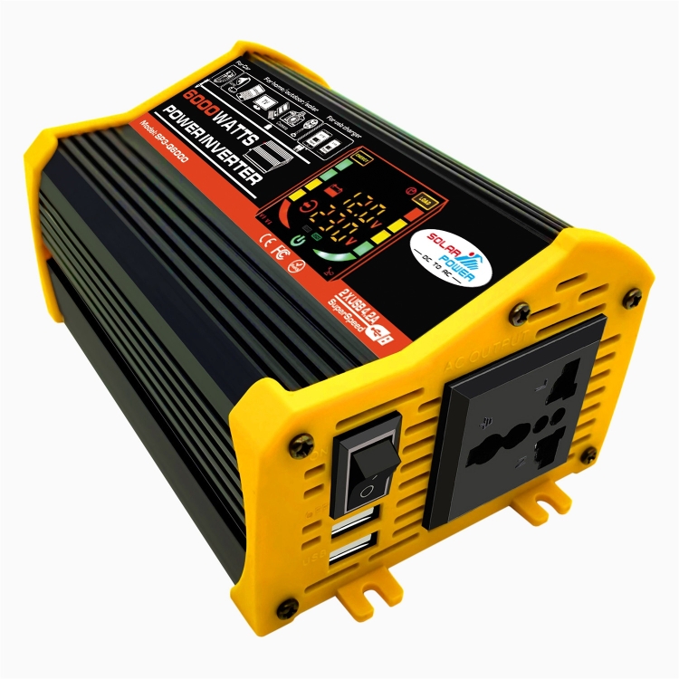 Automarkets huyền thoại III thế hệ DC12V để AC220V 6000W Bộ chuyển đổi điện năng xe ô tô với màn hình LED