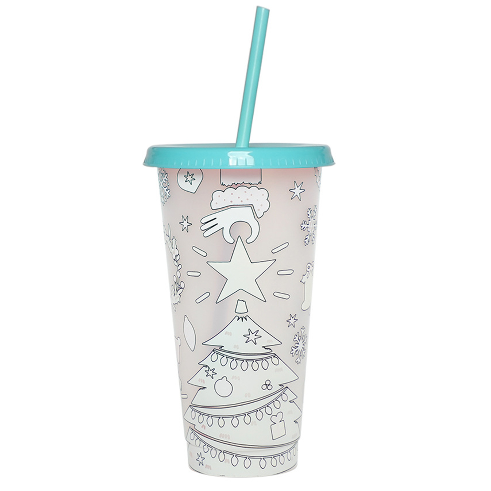 Color-changing Juice Cup Color-changing Cup Magical Color Changing Christmas Tumbler Cup with Straw 710ml Dustproof Lid Food-grade Cartoon Cup for Coffee Drinks Perfect Gift for the Holidays