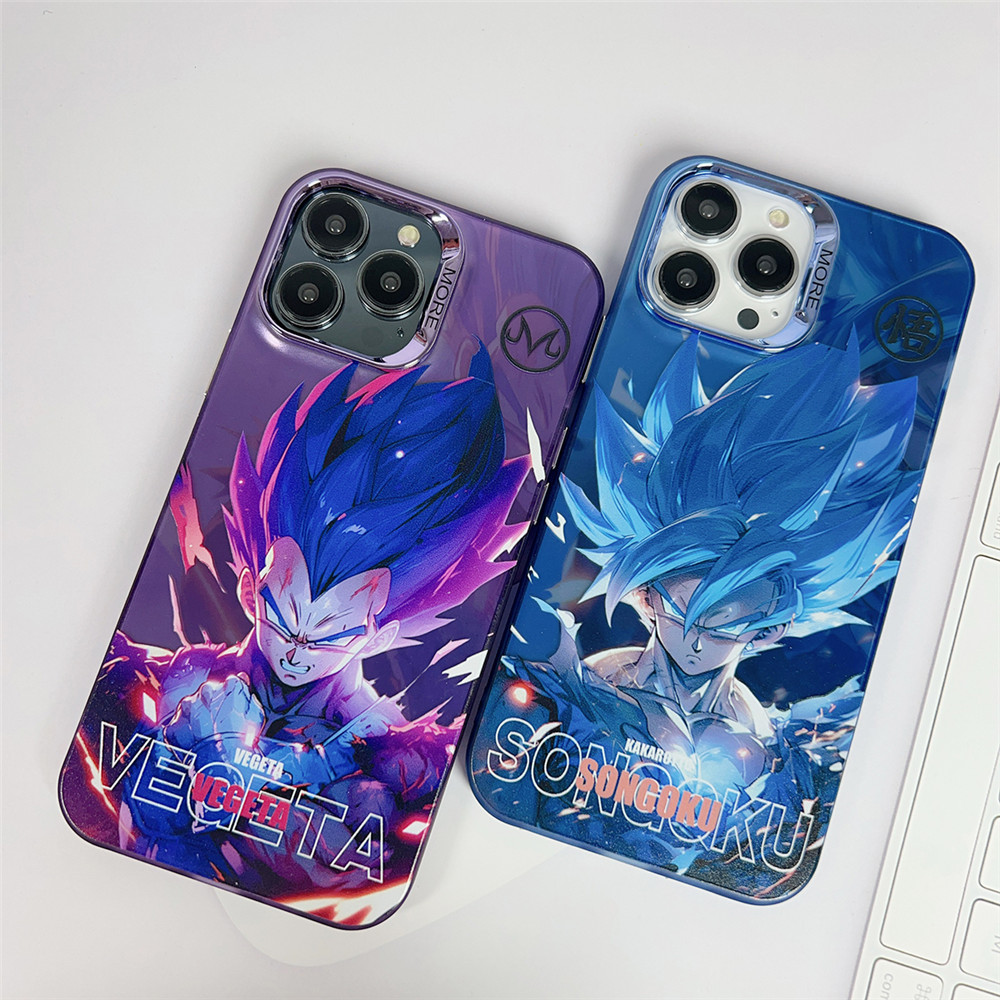 Mát Ốp lưng cho iPhone 11 12 13 14 Pro Max vỏ đầy màu sắc siêu Saiyan Goku Cover quay lại điện thoại chống sốc trường hợp