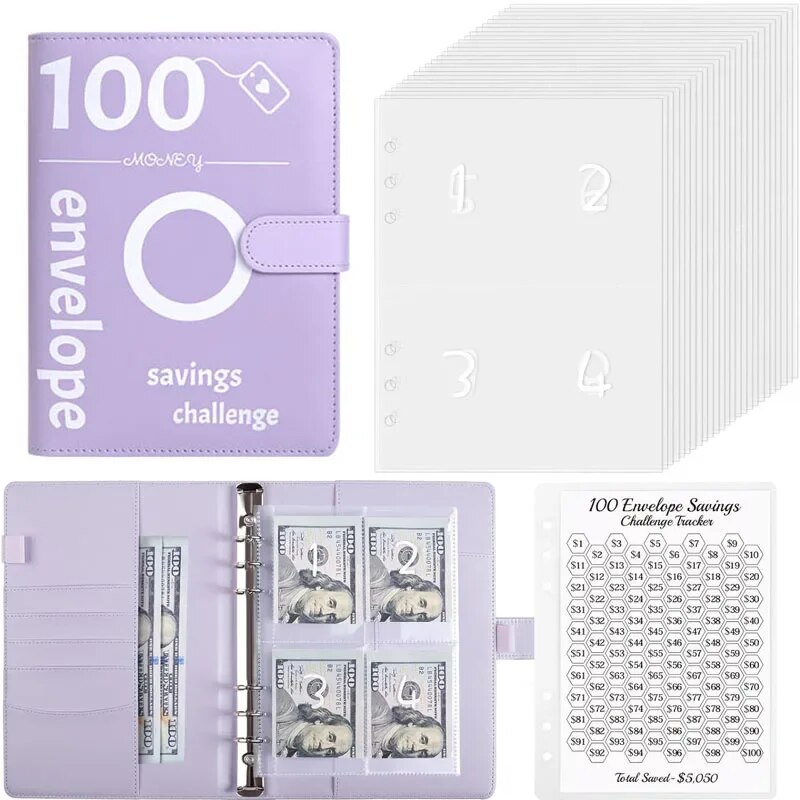100 Envelope Challenge Binder Easy and Fun Way To Save $5050 Savings Challenges Budget Book Binder w