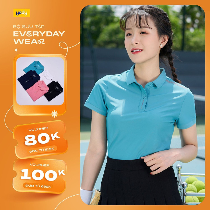 Áo polo Thể Thao Nữ Airycool YODY khô nhanh mềm mịn thấm hút co giãn 4 chiều tập thể dục thể thao SAN5002