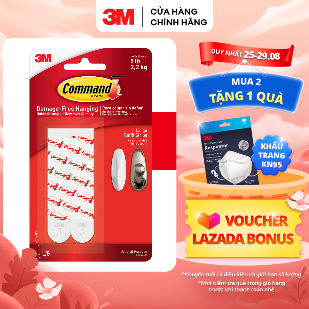 Bộ 6 miếng keo dán thay thế 3m™ command™, 17023p, bám cực chắc, chịu lực 2.2kg, vỉ 6 miếng