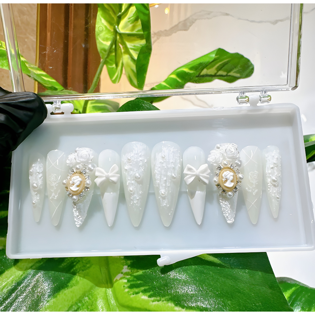 Nailsbox__thiết kế cô dâu trắng tinh khôi mã 189