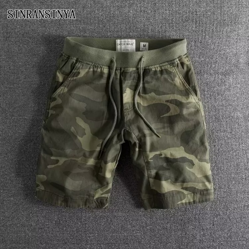 SINRANSINYA丨Men's shorts - Plus size elastic waicamouflage quarter pants Beach pants Men's sports Fitness Running sports shorts Camouflage pants ราคา 207 บาท*ส่งฟรี
