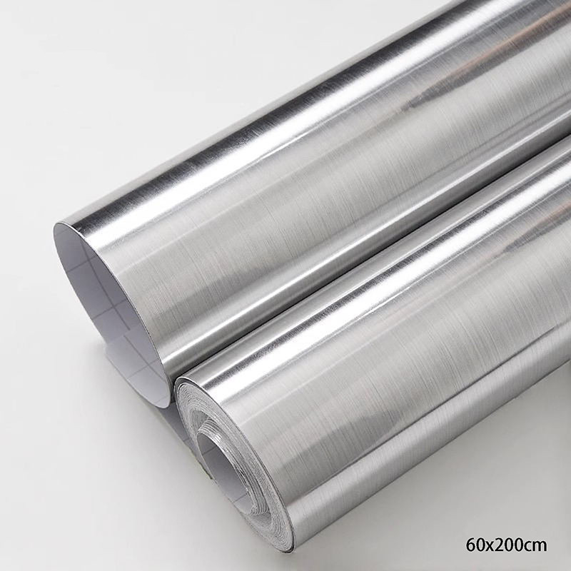 [สติกเกอร์กระจกขัดเงา] ฟิล์มโลหะมีกาวในตัว 60x200 ซม. สติกเกอร์โลหะหนา กันน้ำ กันสนิม ติดประตูลิฟต์ ตู้เย็น ฟิล์มป้องกันตกแต่ง