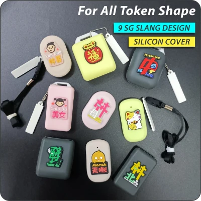 Trace Together Token Pouch Cover Case Holder | SG Slang Silicon Case *For All Token Shape* | Perfect Fitting | Free Label Tag and Metal Chain or (Lanyard- For Oval Mini Token and 5th Generation Token)
