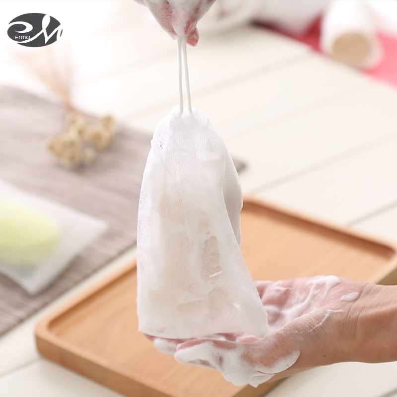 White rope foaming net foaming net hand soap washing net foaming net soap net foam net ราคา 9 บาท*ส่งฟรี