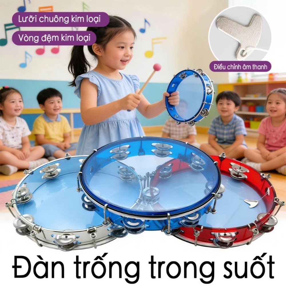 Mặt trống ánh ngọc trà trang nhã, cao cấp 10 inch, hoàn thiện bạc, phù hợp biểu diễn nhạc cụ dàn nhạc, hòa nhạc nhà thờ, đường phố.