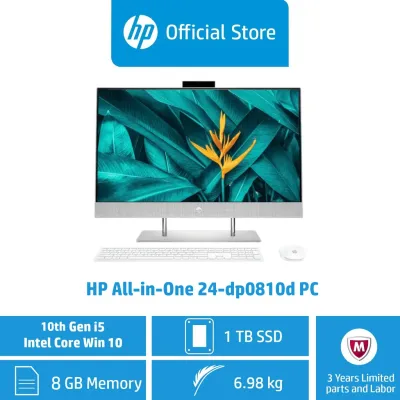 HP All-in-One Desktop PC 24-dp0810d / 10th Gen Intel i5-1035G1 / 8GB RAM / 1TB SSD / 23.8 FHD / IPS Display / Win 10