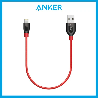 Anker PowerLine+ Lightning Cable (1ft) Durable and Fast Charging Cable [Double Braided Nylon] for iPhone 11/Xs/XS Max/XR/X / 8/8 Plus / 7/7 Plus iPad and More (Red)