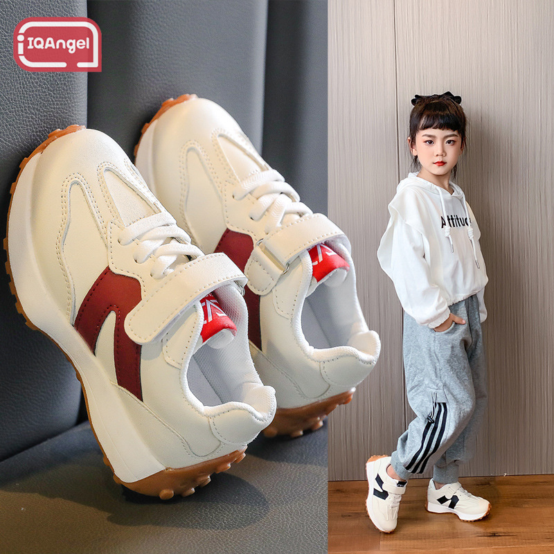 IQANGEL children's sneakers New Boys and Girls Non-slip Sports Shoes white student shoes light and comfortable