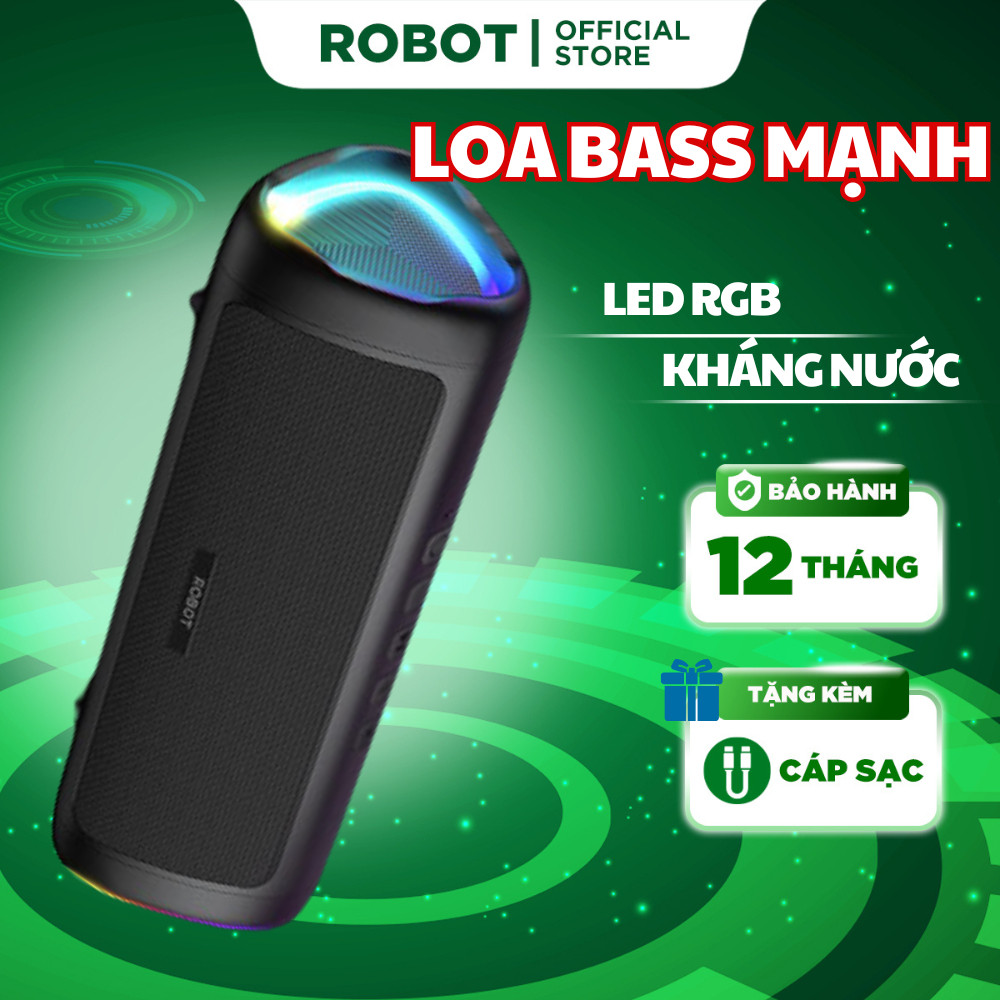 Loa Bluetooth 5.3 Robot RB525 Bass Mạnh 10W Đèn Led RGB Kháng Nước Pin Trâu - Chính Hãng