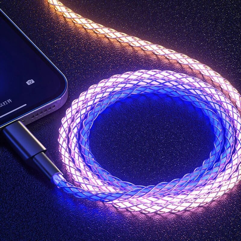 Cáp điện thoại di động RGB phát sáng Cáp sạc đèn Led Micro USB Loại C sạc cho 13 12 điện thoại