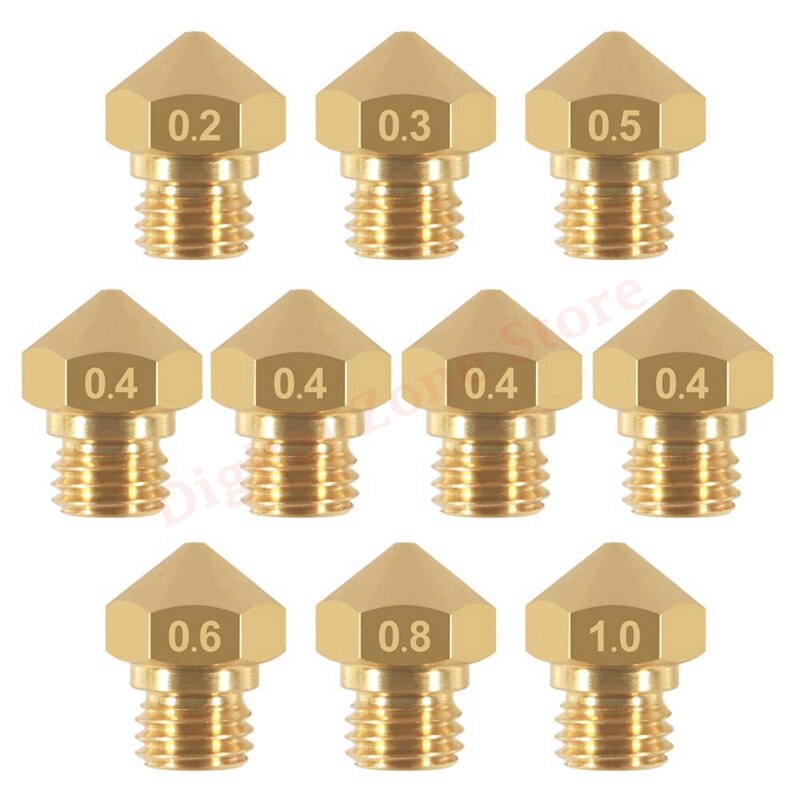 10Pcs 3D Printer MK10 Extruder Nozzles 0.2mm 0.3mm 0.4mm 0.5mm 0.6mm 0.8mm 1.0mm Print Head 1.75mm Filament for CR10 Ender 3 5 ราคา 147 บาท*ส่งฟรี