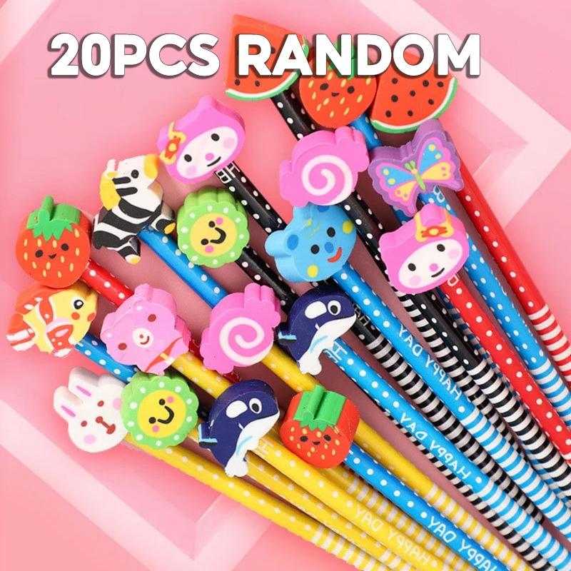 20/50 pcs Cute Pencil With Eraser For Kid Loot Bag Fillers School Supplies Stationary Gift For Kids