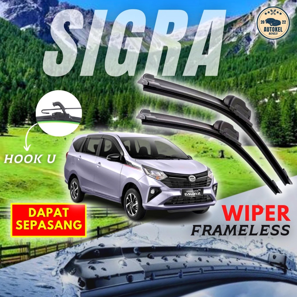 Wiper HYBRID Toyota Calya Daihatsu Sigra Ga Berisik Bahan Karet Blade Lentur Tebal Import Berkualitas 1 set Dapat 2 Pcs Kiri dan Kanan Harga 49,898 rupiah*Gratis Ongkir