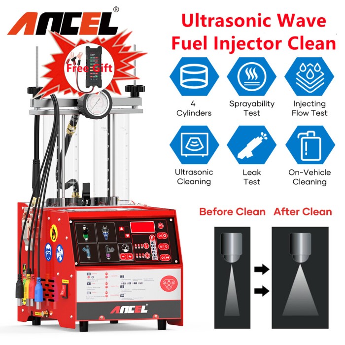 Ancel AJ400 GDI 4 SilinderAlat Pembersih Injektor Bahan Bakar Otomatis Harga 9,142,490 rupiah*Gratis Ongkir